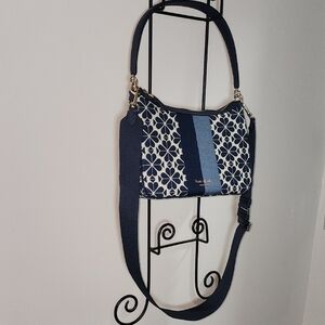 Kate Spade Blue Jaquard Floral Print Leather NWT Shoulder Crossbody Purse Hobo